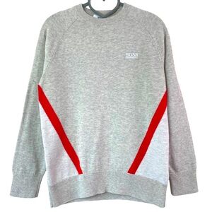 Hugo Boss Kids Grey and Red Cotton Crewneck Jumper Sweatshirt Sweater Size 8-126